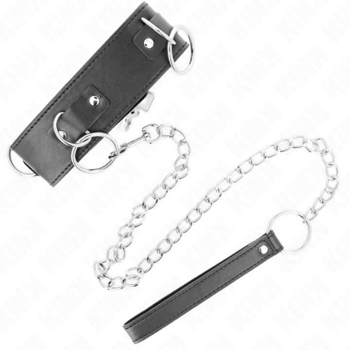Kink - Collier Avec Laisse 65 cm 3 Anneaux Modèle 2 Réglable 36-43 cm x 5 cm