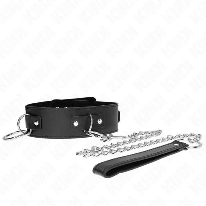 Kink - Collier Avec Laisse 65 cm 3 Anneaux Modèle 2 Réglable 36-43 cm x 5 cm