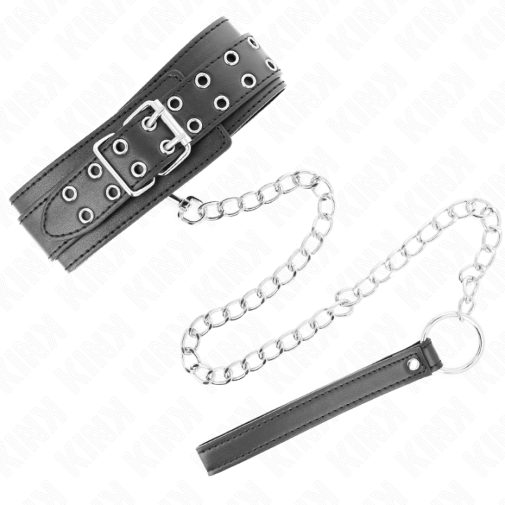 Kink - Collar Con Correa 65 cm Hebillas Plateadas Ajustable 33-46 cm x 5.5 cm