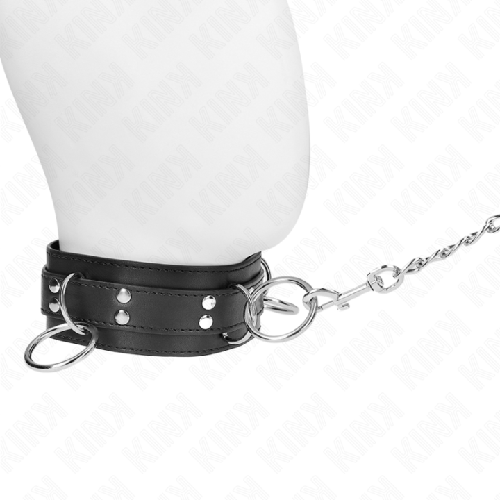 Kink - Collar Con Correa 80 cm Esclavitud 3 Anillos 53 x 5 cm
