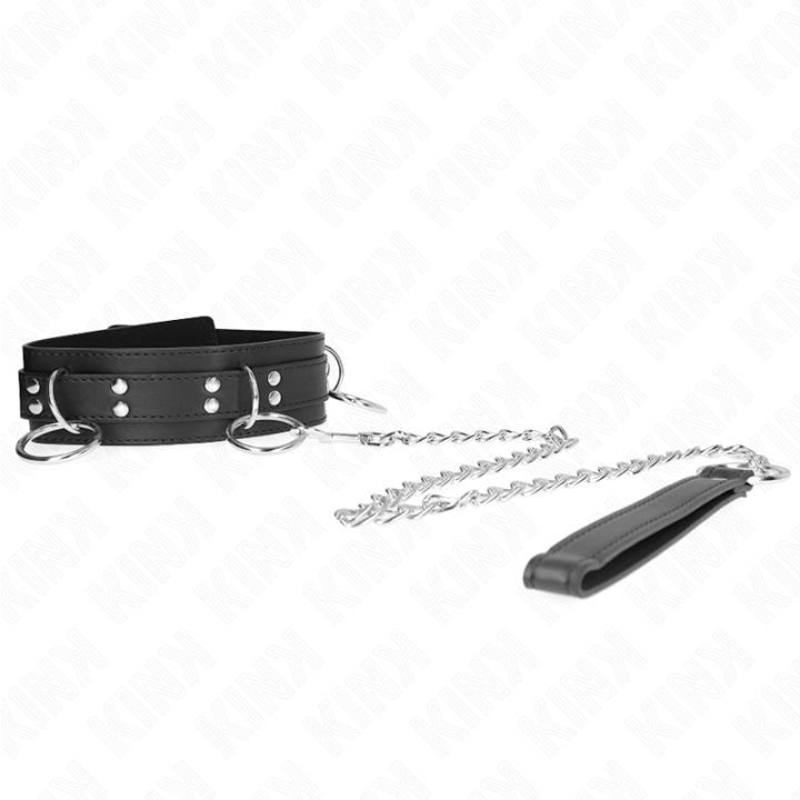 Kink - Collar Con Correa 80 cm Esclavitud 3 Anillos 53 x 5 cm