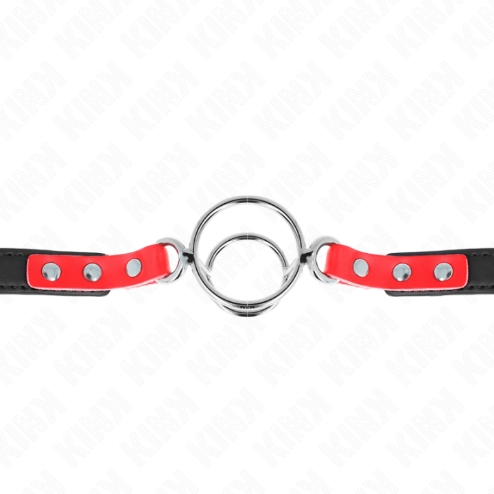 Kink - Gag z Wieloma o-Ringami 4 / 4,8 cm Czerwony 38 x 56 cm