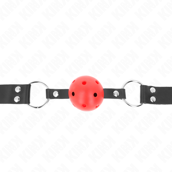 Kink - Mordaza de Bola 4 cm Transpirable Con Doble Remache Rojo 62 x 2.5 cm Ajustable 42-58 cm
