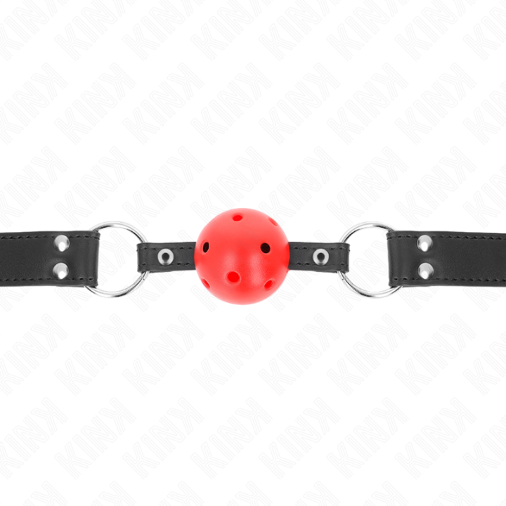 Kink - Atmungsaktiver Ball 4 cm Knebel Mit Doppelniet Leder 62,5 x 2,5 cm Verstellbar 42-58 cm