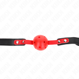 Kink - Red Hollow Hard Ball 4 cm Gag Black Strap 60 x 2 cm Adjustable 37-52 cm