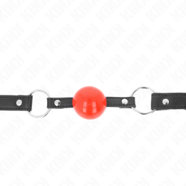 Kink - Ball 4 cm Knebel Mit Schloss Roter Ball Schwarzer Gurt 60 x 2 cm
