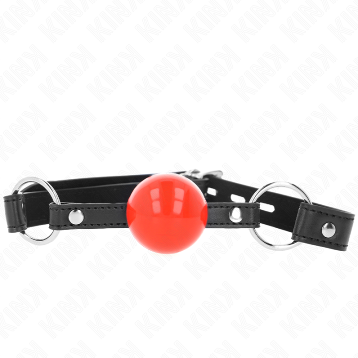 Kink - Bola Mordaça 4 cm Com Fechadura Bola Vermelha Alça Preta 60 x 2 cm
