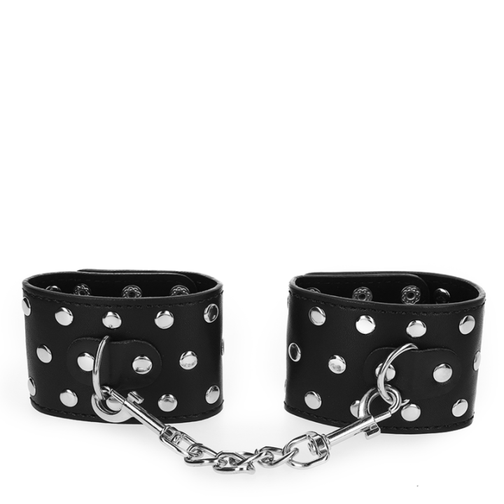 Kink - Resistenza da Polso Con Chiusura a Scatto Completa di Rivetti Nera Regolabile 19-24 cm x 5,5 cm