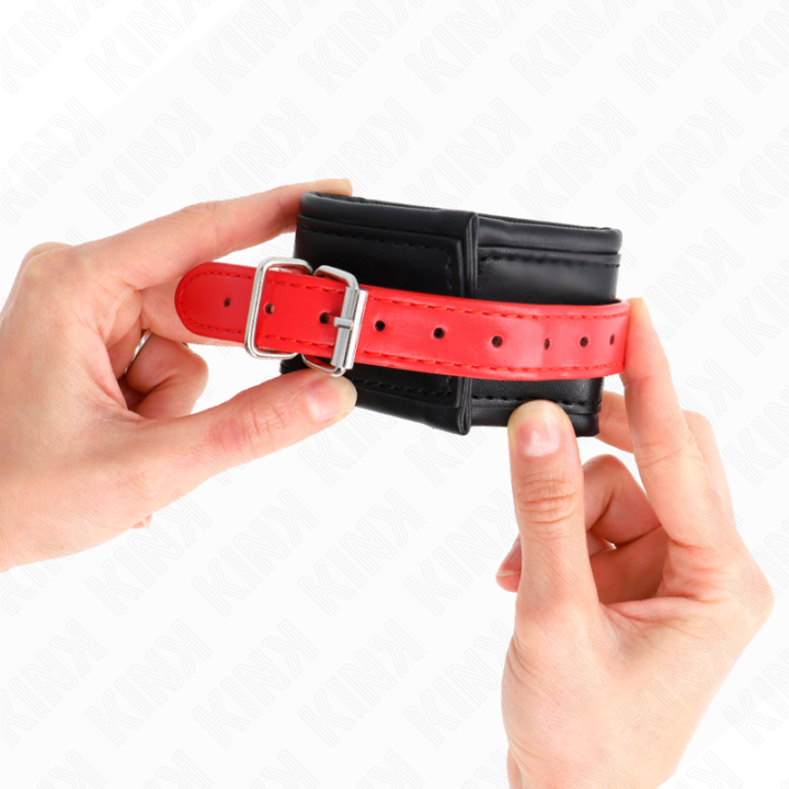 Kink - Appui-Poignets Noir Avec Ceinture Rouge Ajustable 17-28 cm x 6 cm