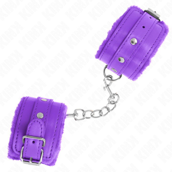 Kink - Premium Fur Lined Wrist Restraints Purple With Purple Belt Adjustable 17-29 cm x 6 cm