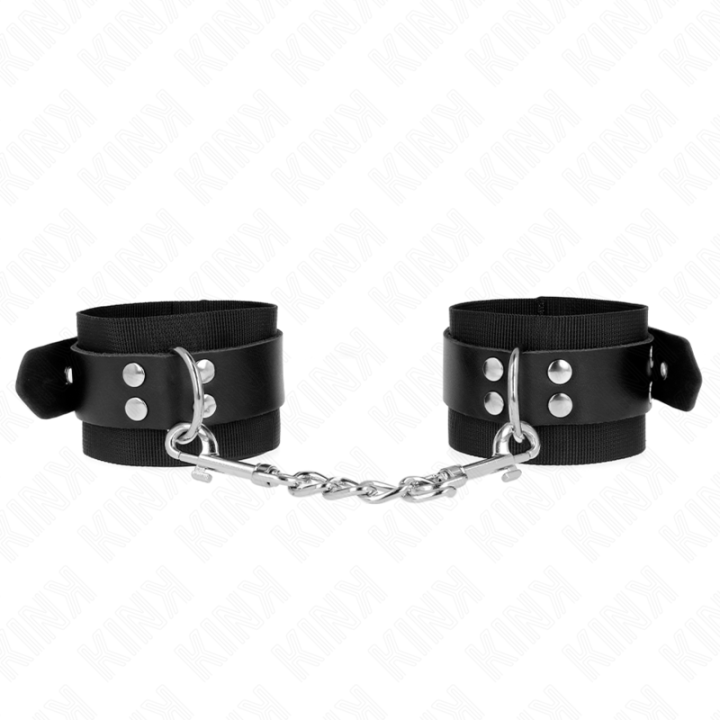 Kink - Resistenza da Polso in Nylon Nero Con Cintura in Pelle Nera Regolabile 19-29 cm x 5,1 cm