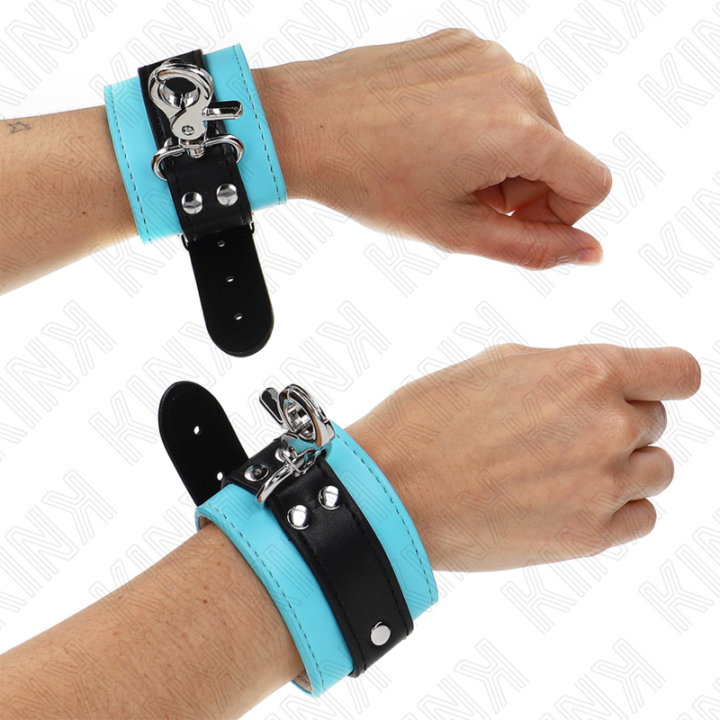 Kink - Appui-Poignets Verrouillables Premium Noir / Bleu Réglable 21-28 cm x 5,5 cm