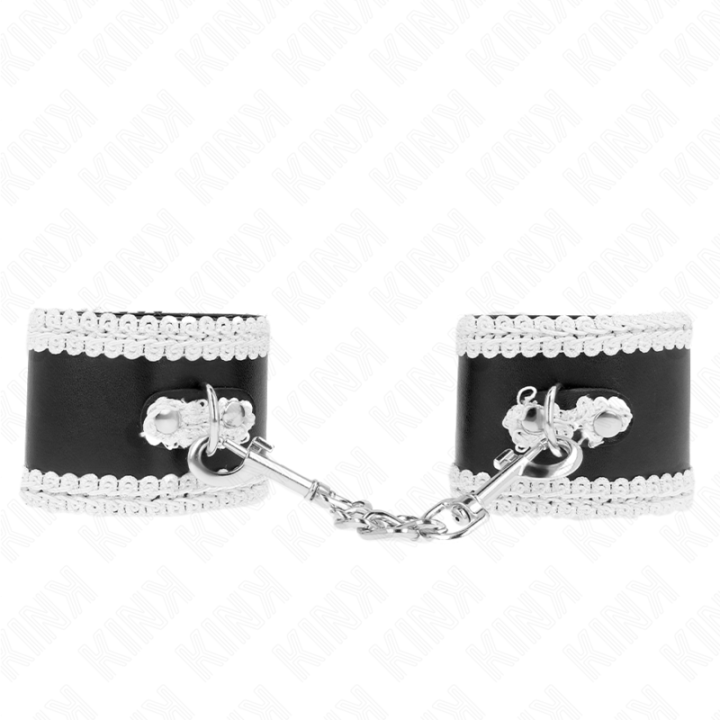 Kink - Pulso Preto Com Renda Decorada Branca Ajsuável 20-23 cm x 5,5 cm