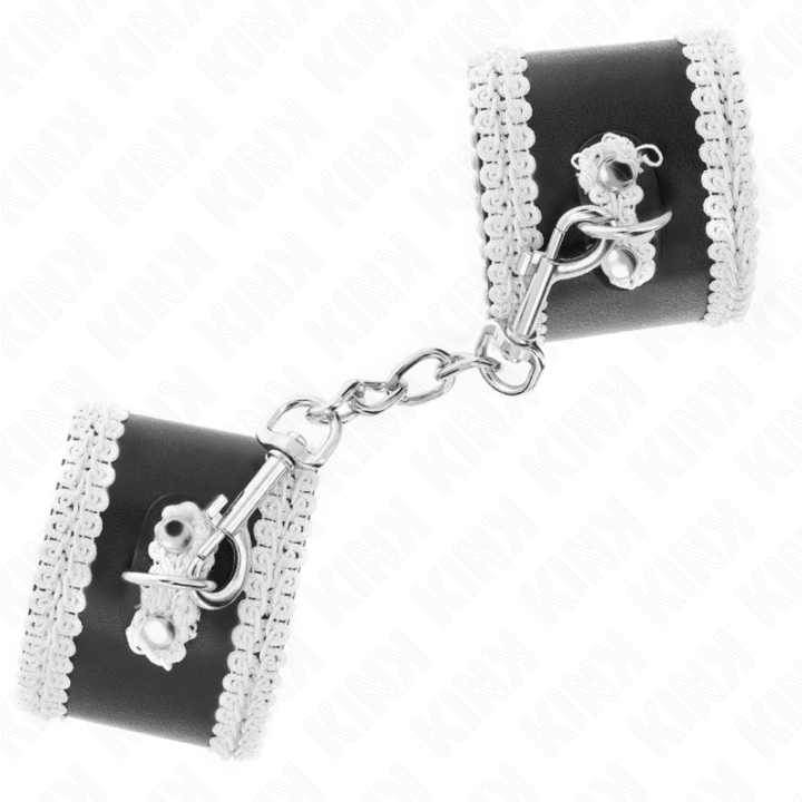 Kink - Pulso Preto Com Renda Decorada Branca Ajsuável 20-23 cm x 5,5 cm