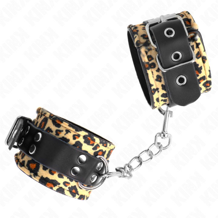 Kink - Retenção de Pulso de Couro Real Leopardo Ajustável 18-29 cm x 5,5 cm