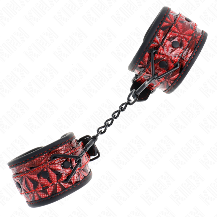 Kink - Muñequeras Con Patrón de Diamantes Rojo Oscuro Ajustable 17-26 cm x 5.5 cm