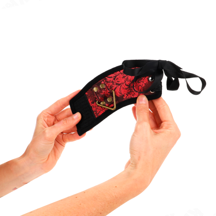 Kink - Resistenza da Polso Scandalo Dettagli in Pizzo Rosso-Nero 24,5 cm x 6,5 cm