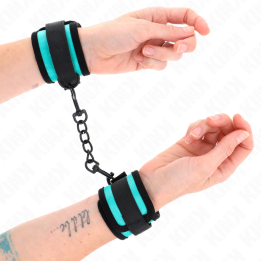 Kink - Tenuta da Polso in Nylon Con Gancio e Loop Nero-Blu Regolabile 18-32 cm x 5 cm