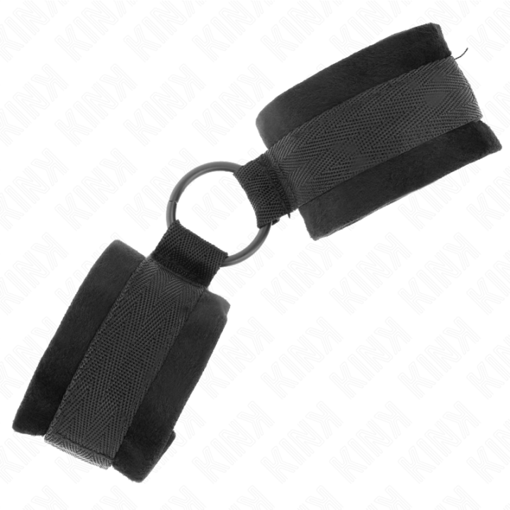 Kink - Manchettes Débutant Fourrure 25 cm Avec o-Ring 4 cm Noir Ajustable 15-25 cm