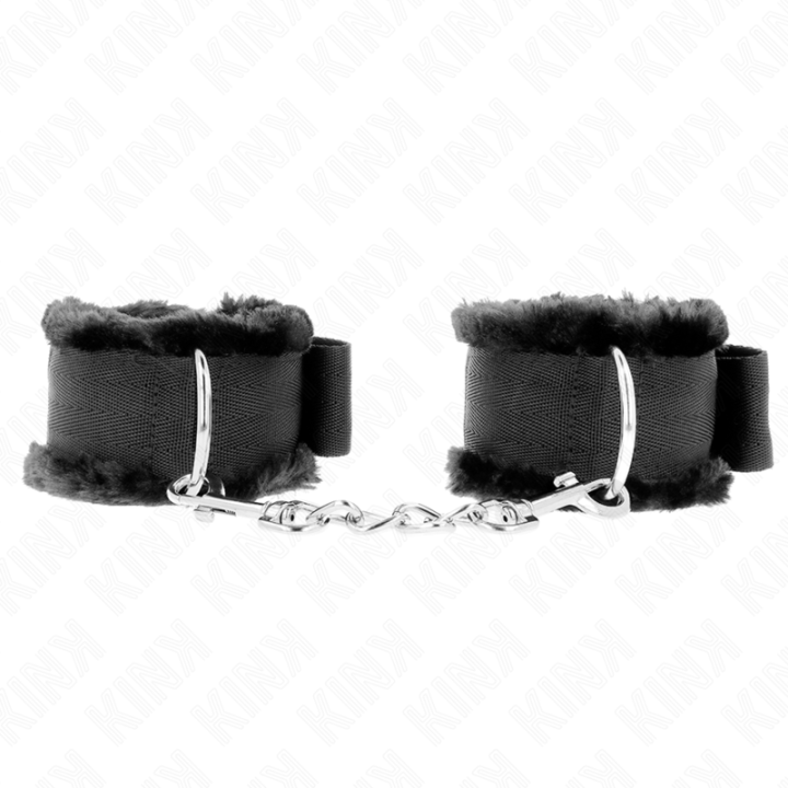 Kink - Appui-Poignets Doublés de Fourrure Noir Ajustable 17-31 cm x 7 cm