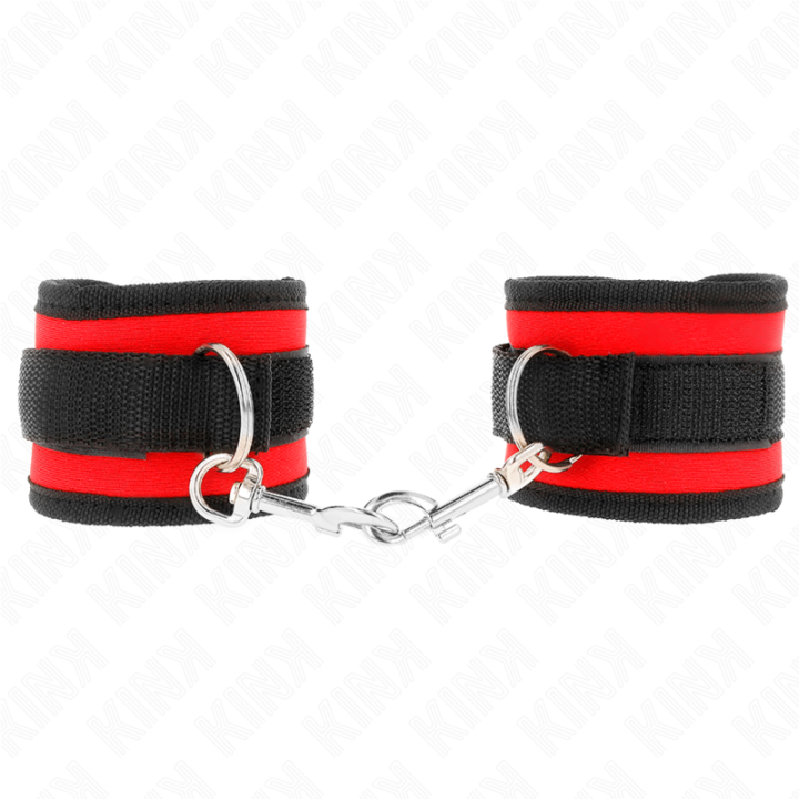 Kink - Nylon Bind-Handhandfesseln Mit Klettverschluss Rot-Schwarz Modell 2 Verstellbar 18-35 cm x 6 cm