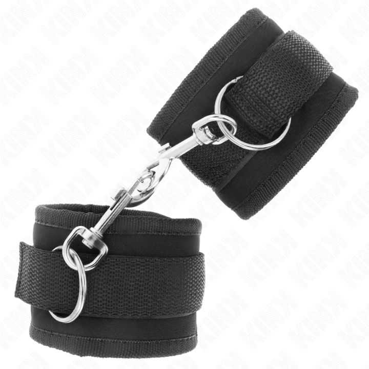 Kink - Appareils-Poignets à Crochet et Boucle en Nylon Noir Modèle 2 Réglable 18-35 cm x 6 cm