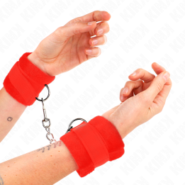 Kink - Beginner Fur Hand Cuffs Red 30 x 7 cm