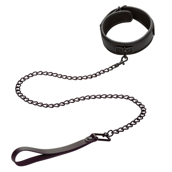 Calexotics - Nocturnal Collar y Correa Cuero Ajustable Negro