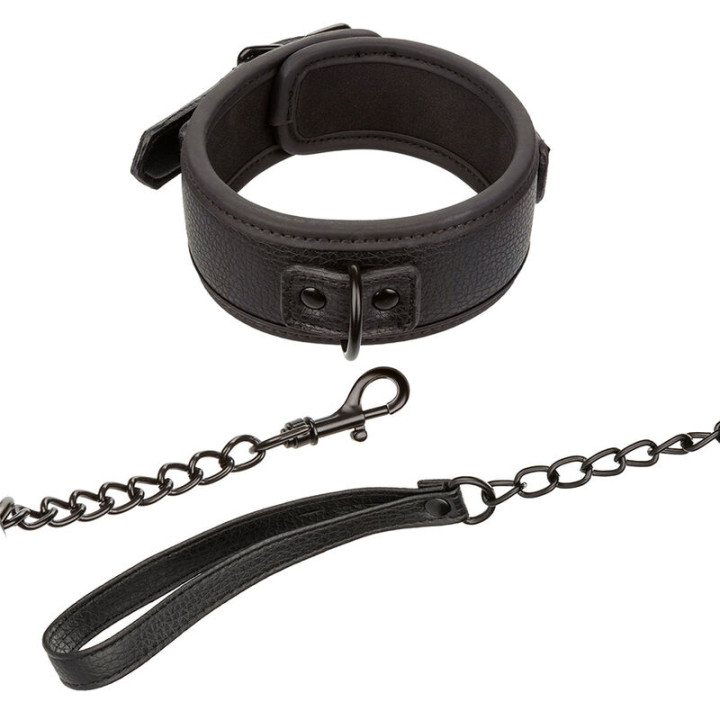 Calexotics - Nocturnal Collar y Correa Cuero Ajustable Negro