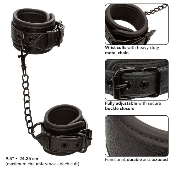 Calexotics - Nocturnal Poignets en Cuir Réglables Noirs