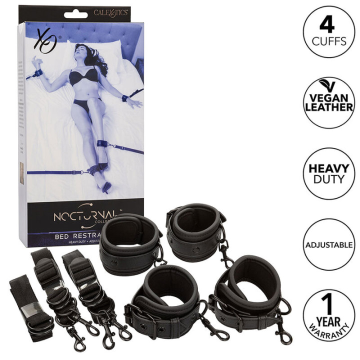 Calexotics - Nocturnal Ceinture de Lit Réglable en Cuir Noir