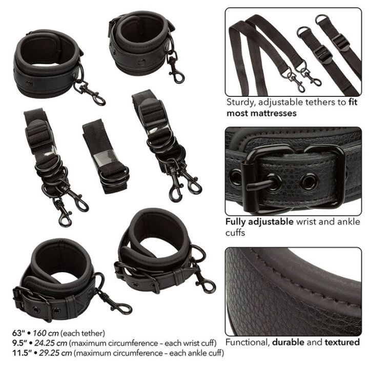 Calexotics - Nocturnal Bettfesseln Leder Verstellbar Schwarz