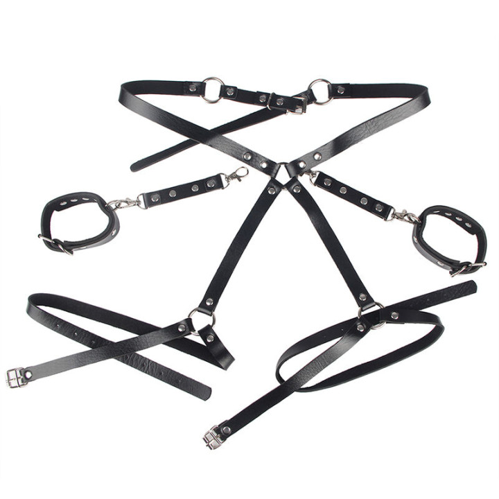 Subblime - 953690 Menottes Avec Ceinture de Bondage Noire Taille Unique