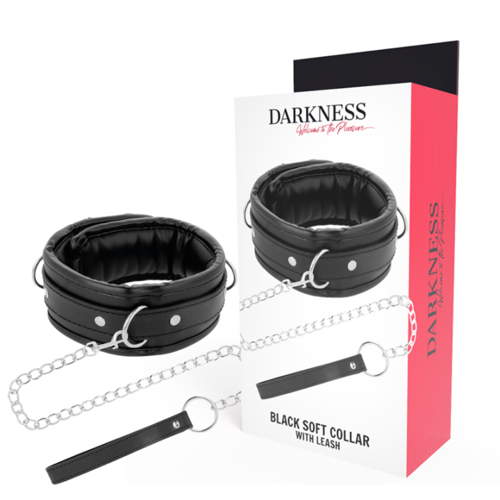 Darkness - Colar de Couro Macio Com Corrente