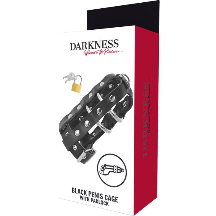 Darkness - Cage de Chasteté en Cuir Avec Serrure