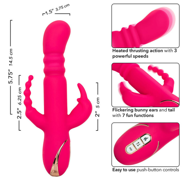 Calexotics - Jack Fantasy Vibratore Triplo Riscaldato Rosa Coniglio