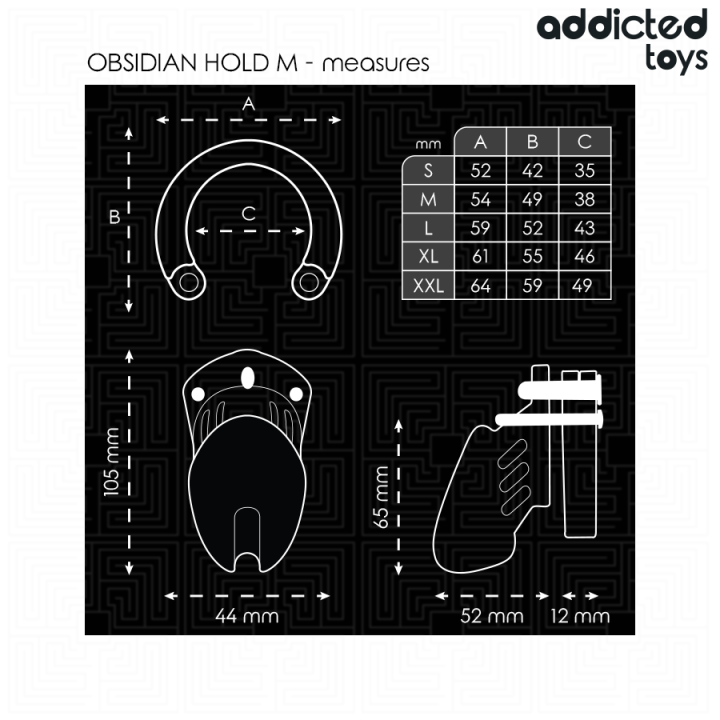 Addicted Toys Locked - Gaiola de Pênis de Obsidiana Tamanho m