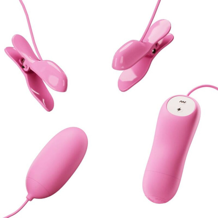 Pretty Love - Pinzas Con Vibración y Eletroshock Rosa