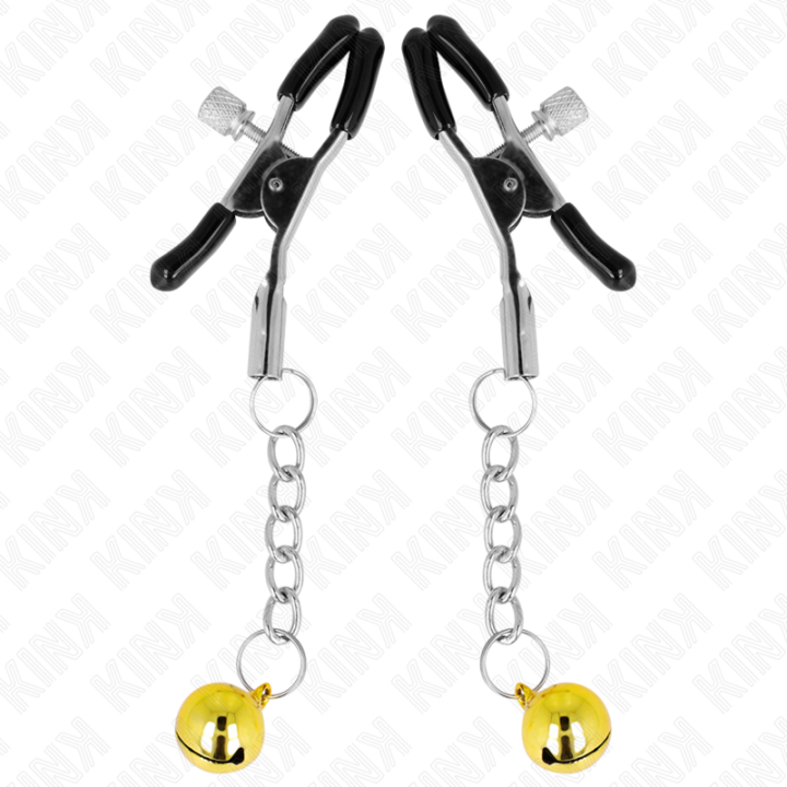 Kink - Morsetti Per Capezzoli Con Pendente Jingle Bell Oro 6 cm