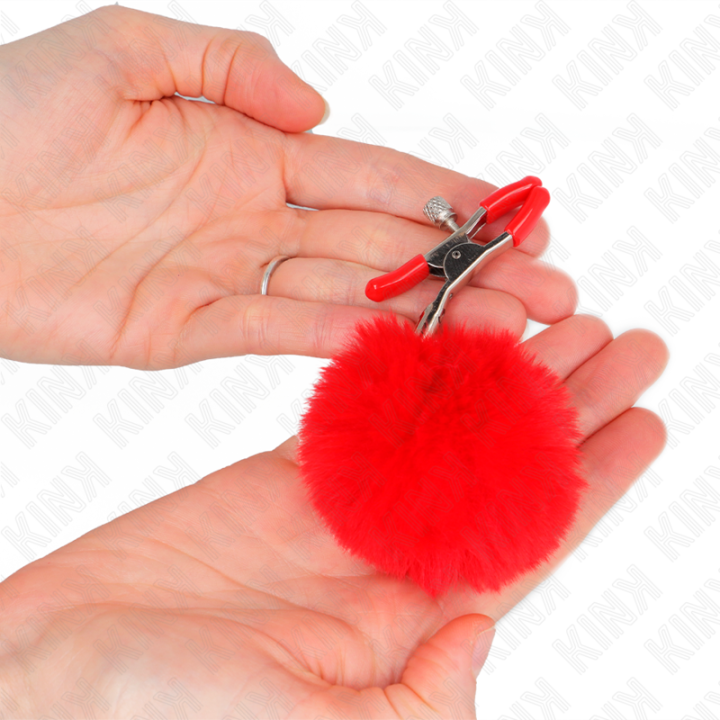Kink - Grampo de Bola de Pele Falsa Vermelho 6 cm