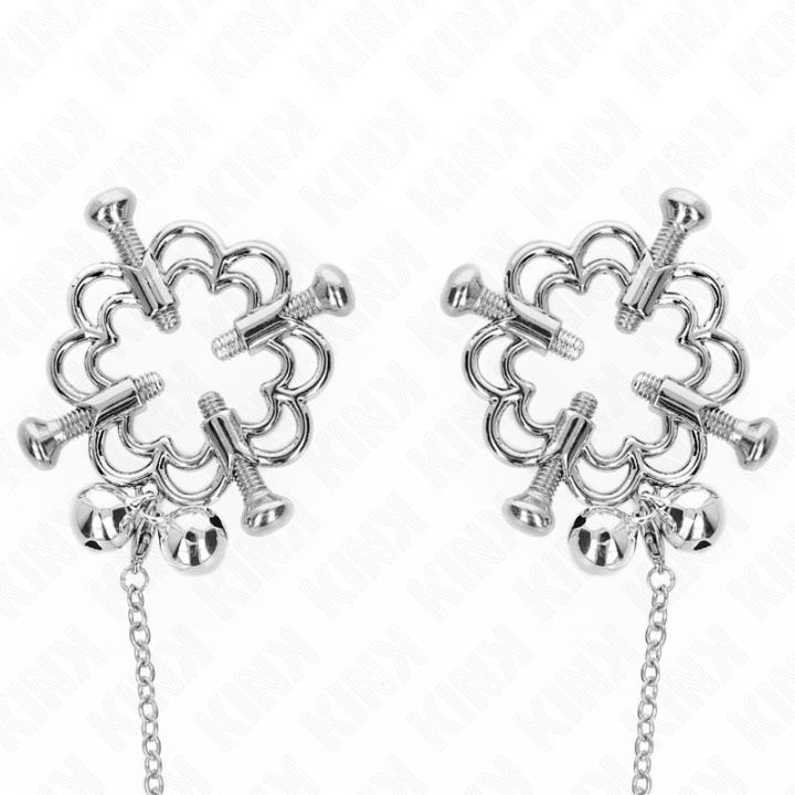 Kink - Metallische Blumen-Nippelklammern Mit Kette