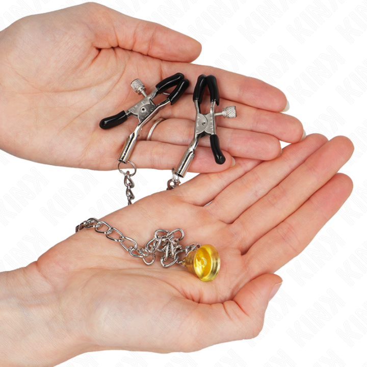 Kink - Chain Nipple Clamps With Horn Pendant 30 cm