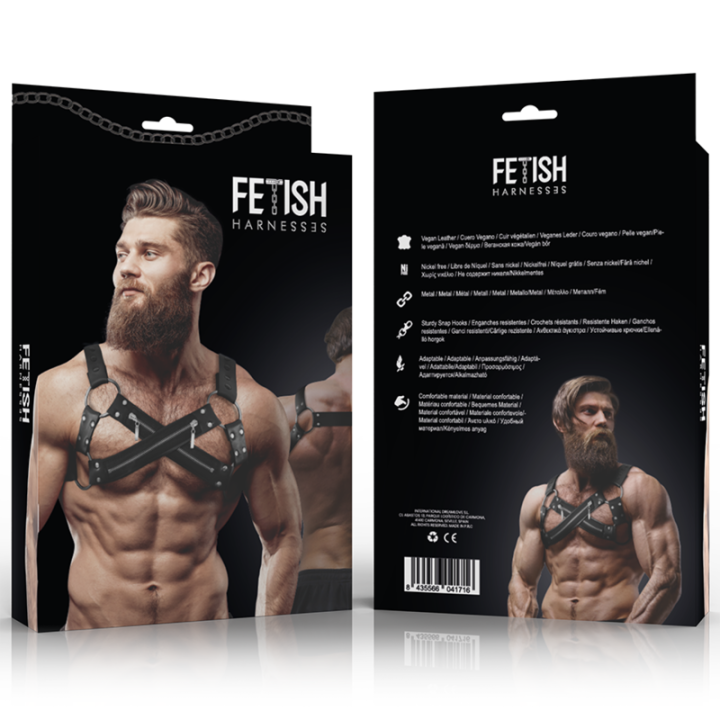 Fetish Submissive Attitude - Regulowana Neoprenowa Uprz?? Bulldog z Zamkami na Piersiach Dla m??Czyzn