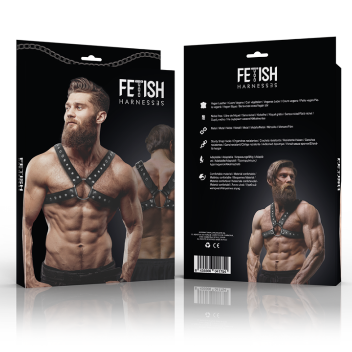 Fetish Submissive Attitude - m?Ska Uprz?? na Piersi z Ekoskóry z ?Wiekami