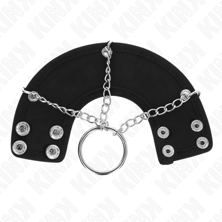 Kink - Penis Ring 4 cm Lancuszek 7 cm Metalowy z Paskiem Skórzanym