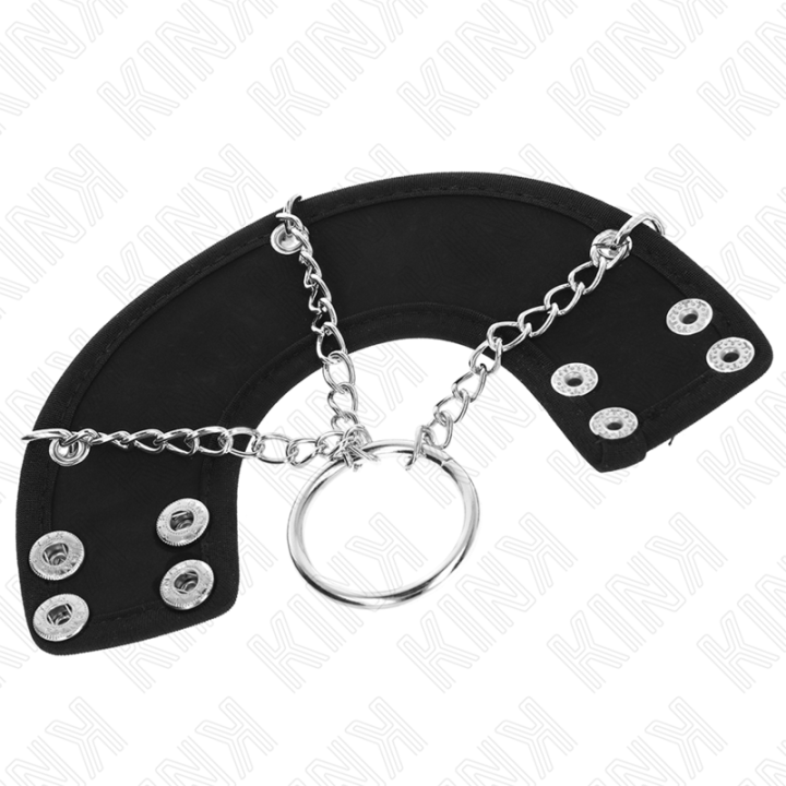 Kink - Penis Ring 4 cm Chain 7 cm Metal With Leather Belt