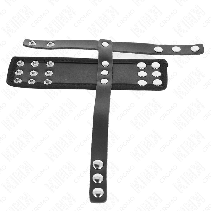 Kink - Leather Penis Cage Ring With Adjustable Coated Ball Divider Strap