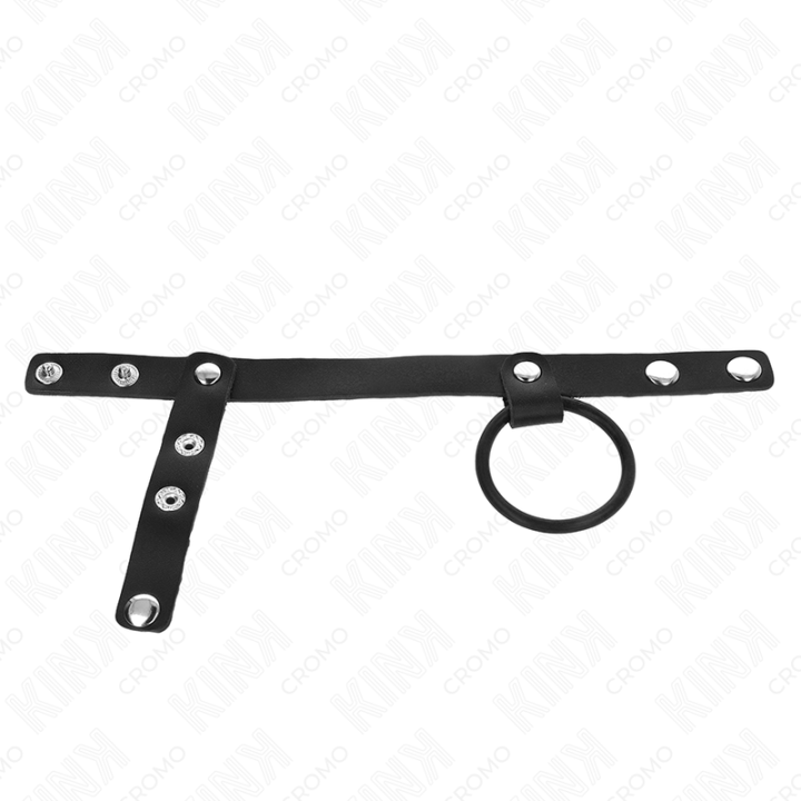 Kink - Silicone Penis Ring 3.8 cm With Ball Divider And Leather Strap 22 x 1.5 cm