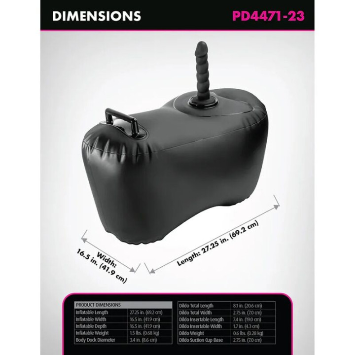 Fetish Fantasy Series - Sofá Inflável Body Dock Com Dildo 69,2 cm Preto