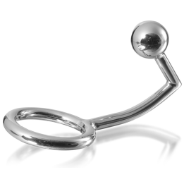 Metal Hard - Anneau Cock Ring Avec Crochet Intrus Anal 40mm